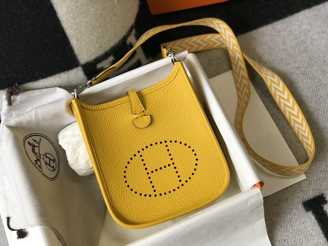 Hermes Evelyne 16 Amazone TPM Shoulder Bag In Yellow Amber Clemence Leather